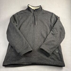 Orvis Mens Gray Sherpa Lined Quarter Zip Fleece Pullover Sweater Large
